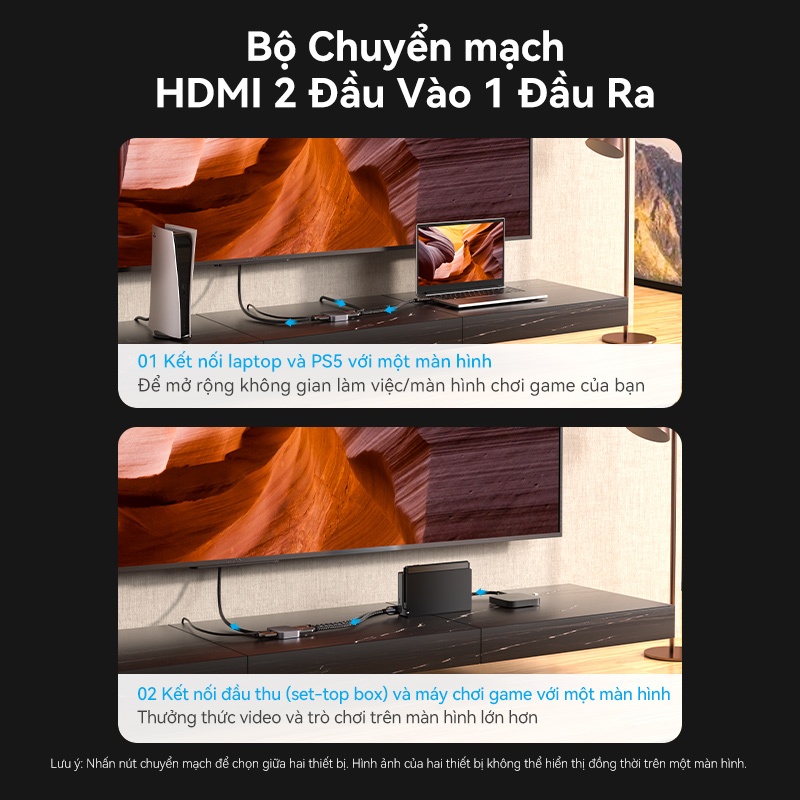 Bộ chuyển HDMI Vention Siêu Nét 6K 60hz và 4K 120Hz Hai Chiều 1x2/2x1 HDR Cho PS5 PS4 TV PC Laptop Xbox | BigBuy360 - bigbuy360.vn