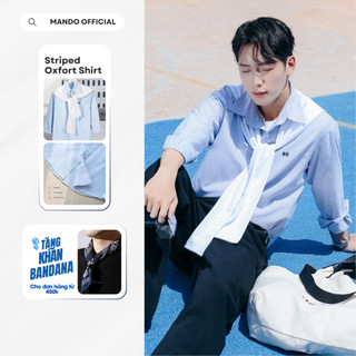 Áo Sơ Mi Oxford-Shirt Kẻ Sọc Phối Khăn Regular Phong Cách Hàn Quốc MANDO KOREA Menswear - SHT027 