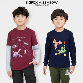  Bộ dài tay cho bé trai Bigfox Miss Meow mùa thu đông vải cotton size đại trẻ em 3-11 tuổi 30kg 