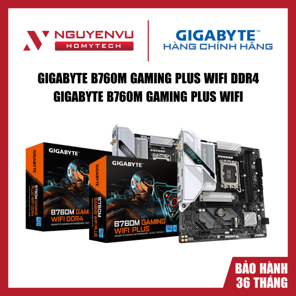 [FULL VAT] Mainboard Gigabyte B760M GAMING PLUS WIFI DDR4, Gigabyte B760M GAMING PLUS WIFI - Hàng ch