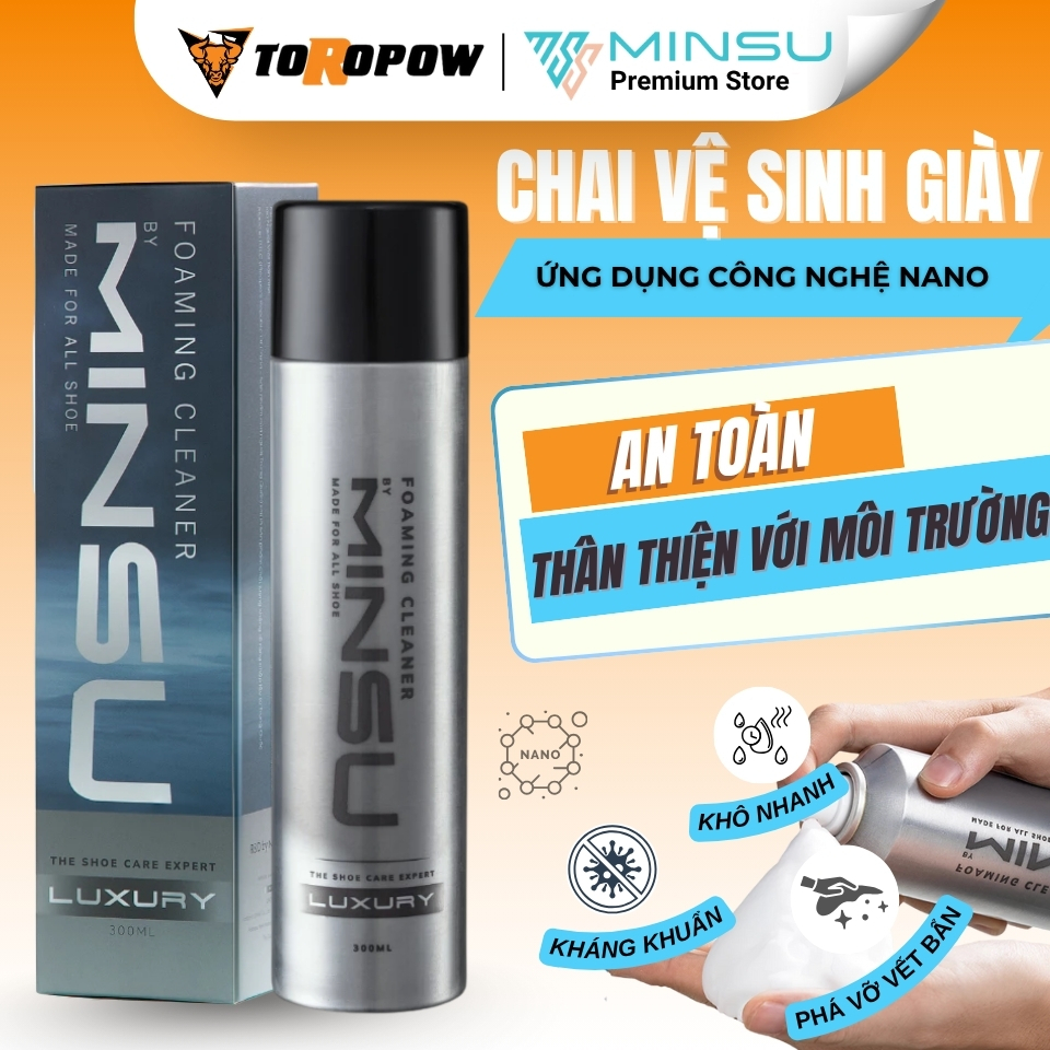 Chai Xịt Vệ Sinh Giày LUXURY Bọt Tuyết NANO MINSU M5955 Giặt Khô Siêu Tốc Bảo Vệ Giày Khỏi Bị Ố Vàng, Phai Màu
