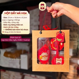   Hộp Giá Rẻ  - Combo 10 Hộp Giấy Kraft HQ6 Vừa 2 Hũ Pet Nắp Nhôm 1000ml - Hộp Đựng Hũ Khô Mứt Tết 