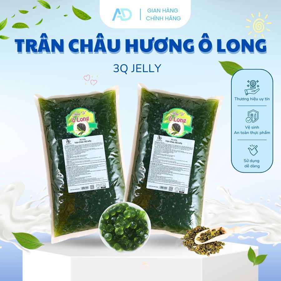 🍃 Trân Châu 3Q Hương Ô Long Hoàng Hải 2kg – Topping Trà Sữa Giòn Dai, Thanh Mát