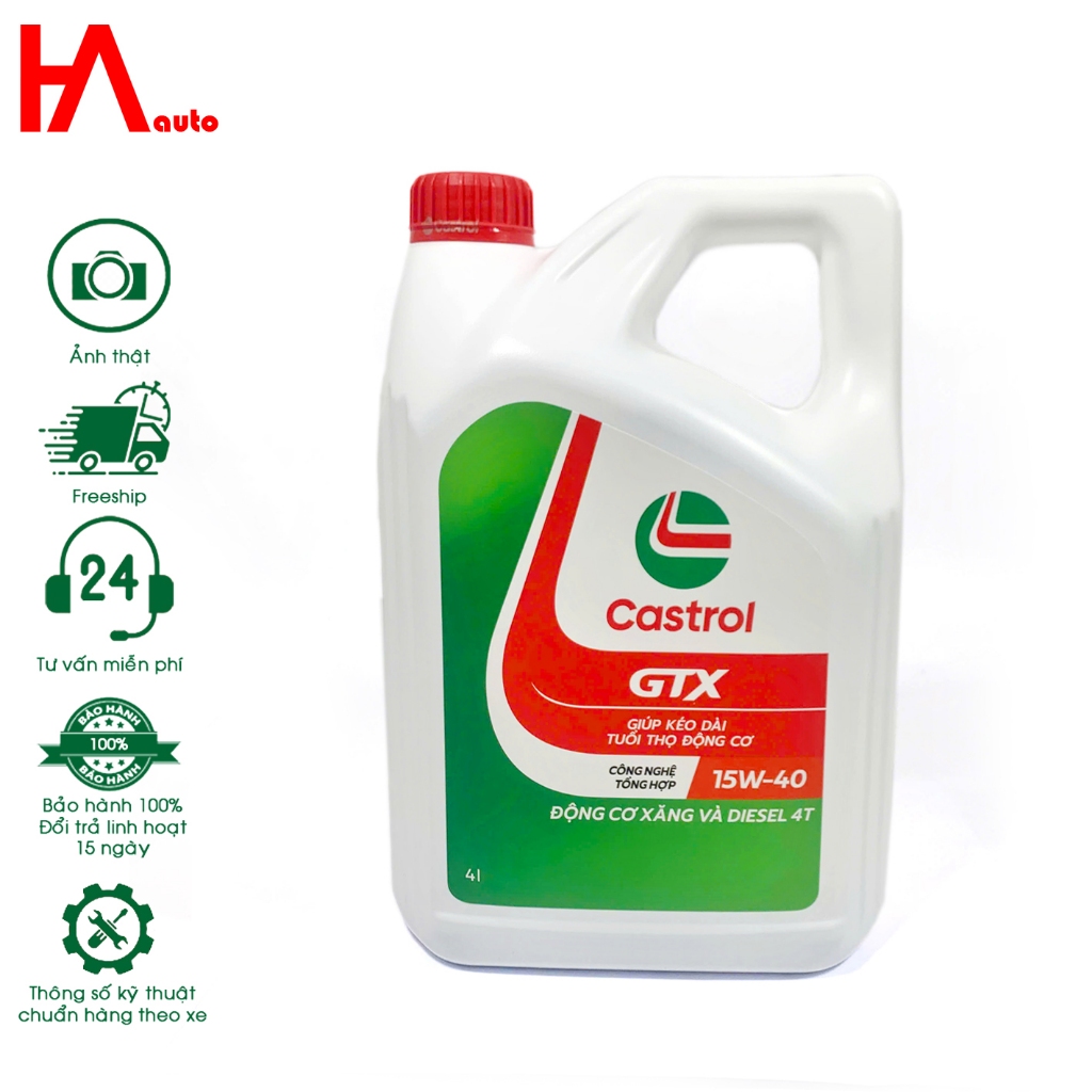[CHÍNH HÃNG] Dầu nhớt động cơ Castrol GTX 15W40 API SN/CF – Can 4L