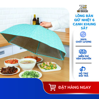 Lồng Bàn Giữ Nhiệt 6 Cạnh Lồng Bàn Gấp Gọn Có Khung Sắt, Giữ Nhiệt Thực Phẩm Tiện Lợi