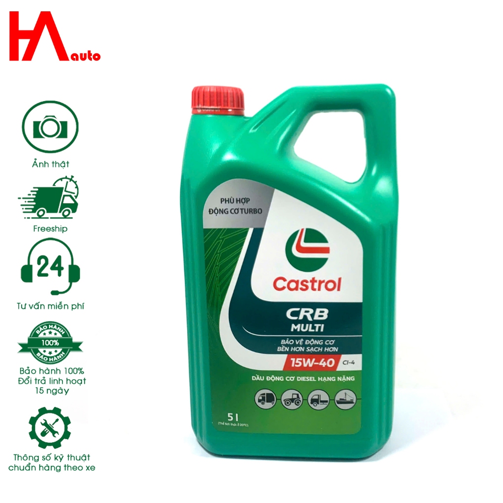 [CHÍNH HÃNG] Dầu nhớt động cơ Castrol CRB Multi 15W40 CI-4 – Can 5L
