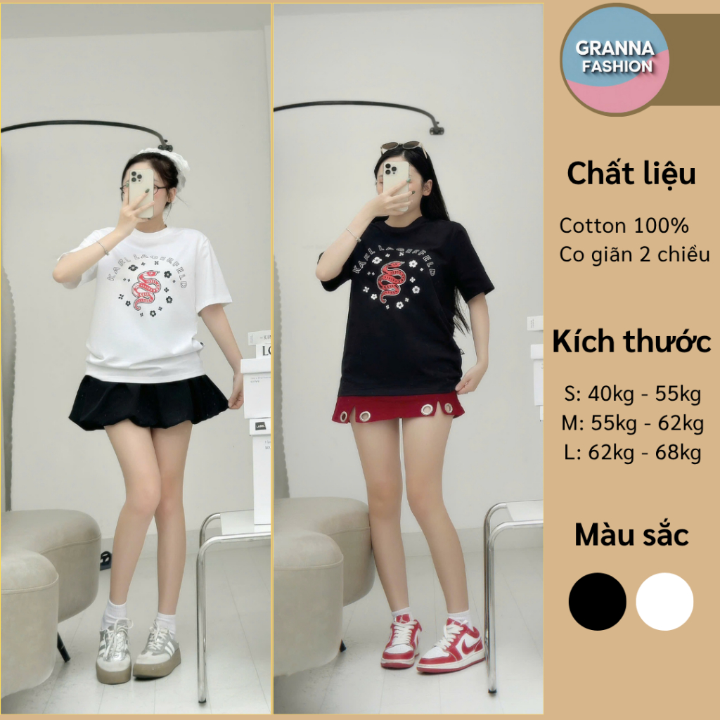 ÁO THUN NỮ COTTON FORM RỘNG BASIC HỌA TIẾT SIÊU XINH FORM ĐẸP - GRANNA FASHION - AO-007