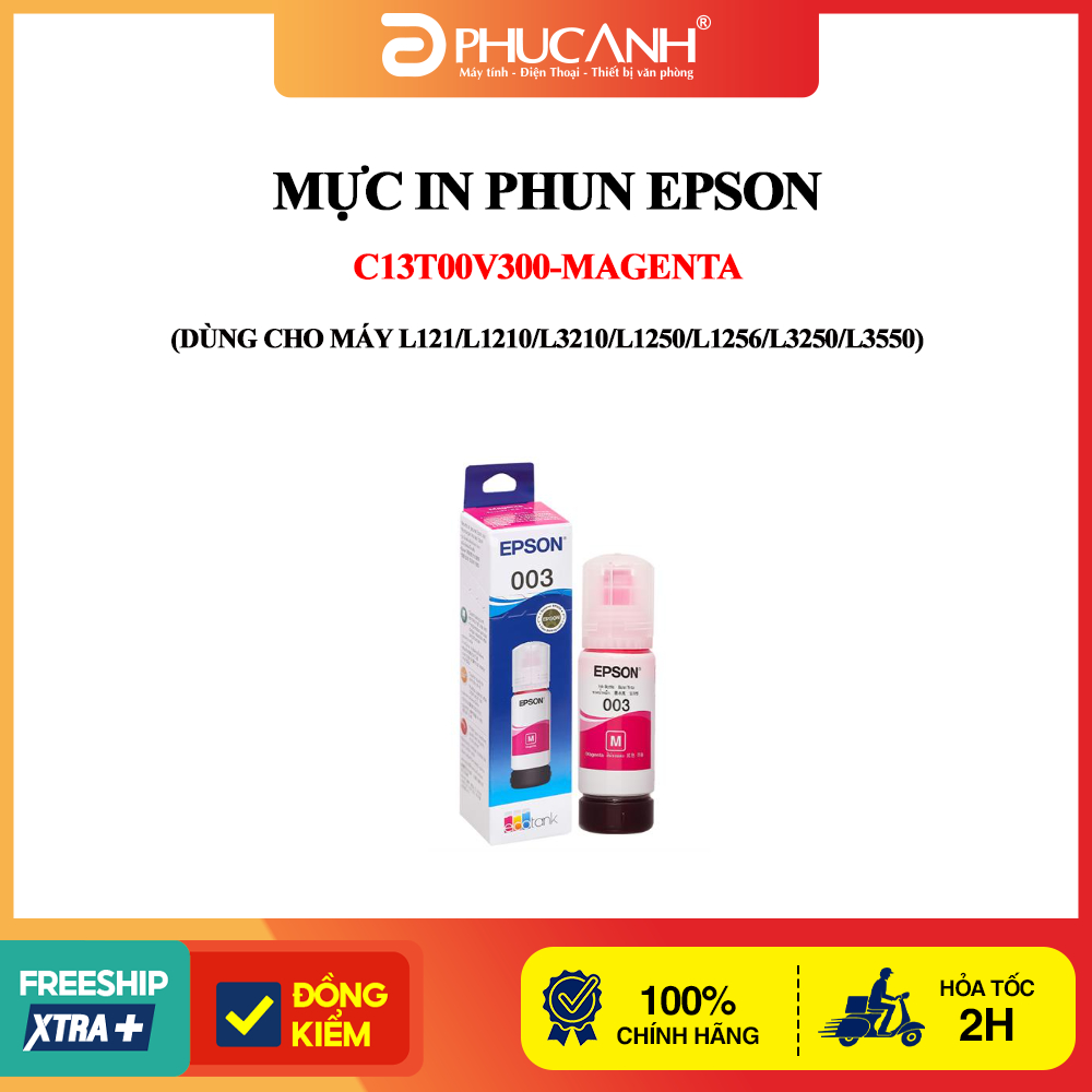 Mực in phun Epson C13T00V300-Magenta (Dùng cho máy L121/L1210/L3210/L1250/L1256/L3250/L3550)