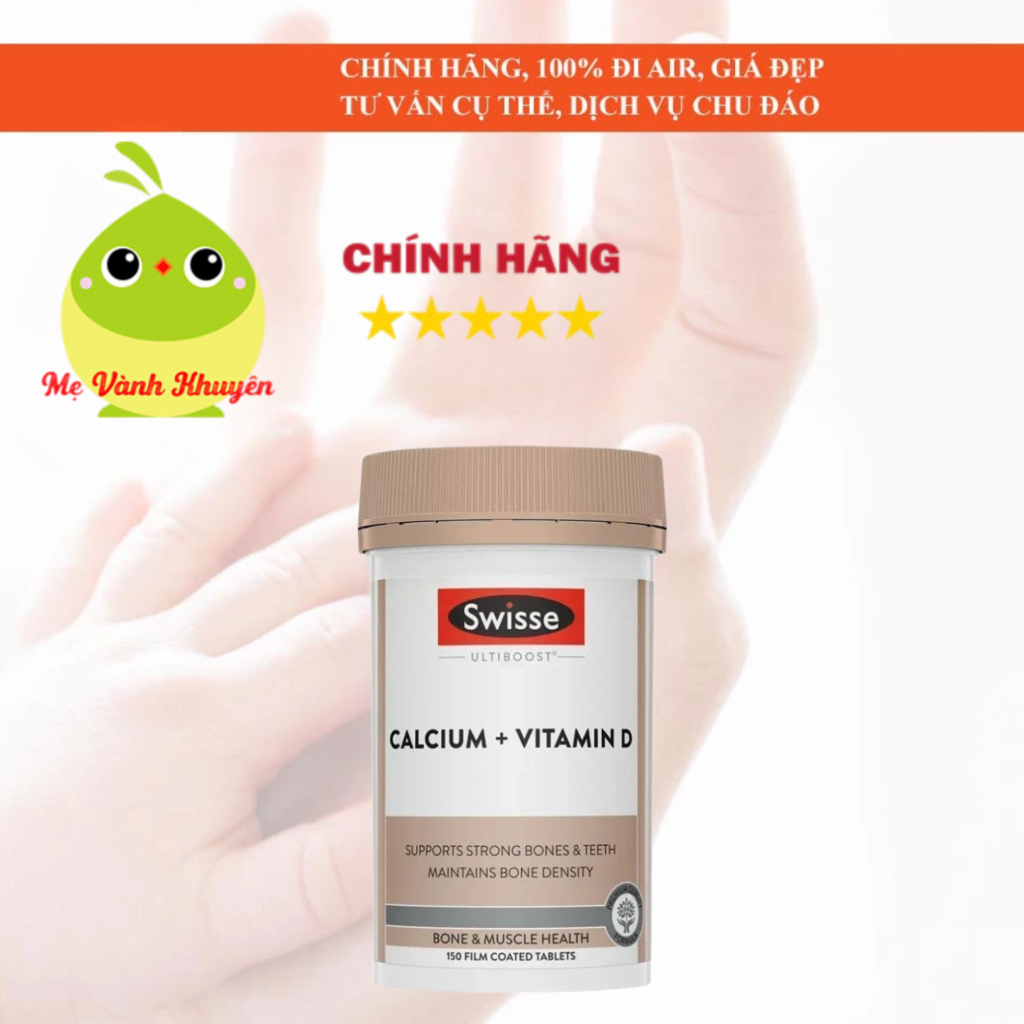 Viên uống canxi hữu cơ, vitamin D hỗ trợ xương khớp Swisse Ultiboost Calcium & Vitamin D, Úc (90v/15