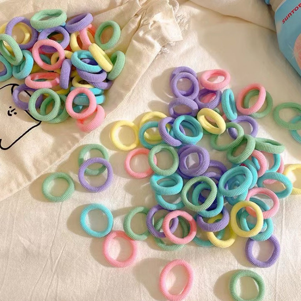 Túi 100 chiếc dây buộc tóc loại 2cm nhiều màu cho bé gái set 100c dây chun cột tóc size nhỏ cho trẻ 