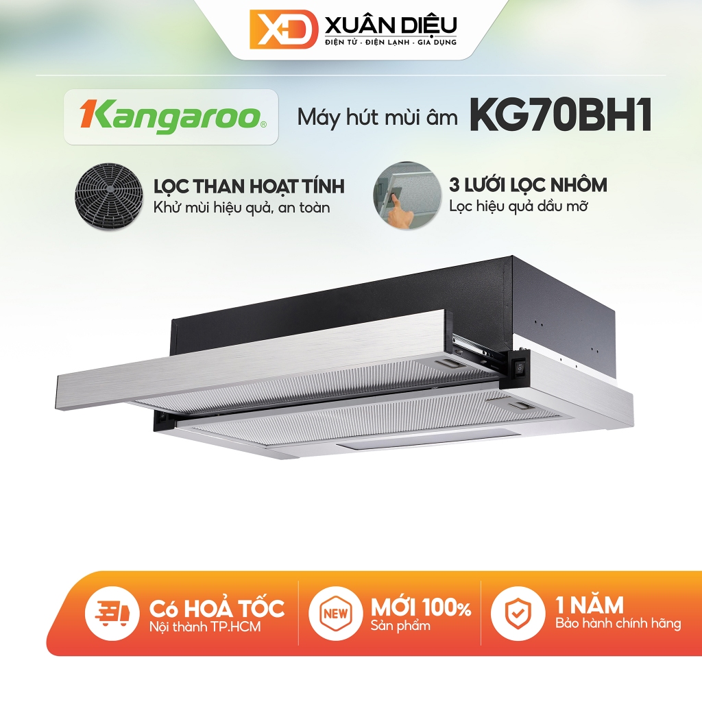 KG70BH1 - Máy Hút Mùi Âm Tủ Kangaroo KG70BH1 - Lưới Lọc 3 Lớp Khử Mùi - Bảng Điều Khiển Cơ