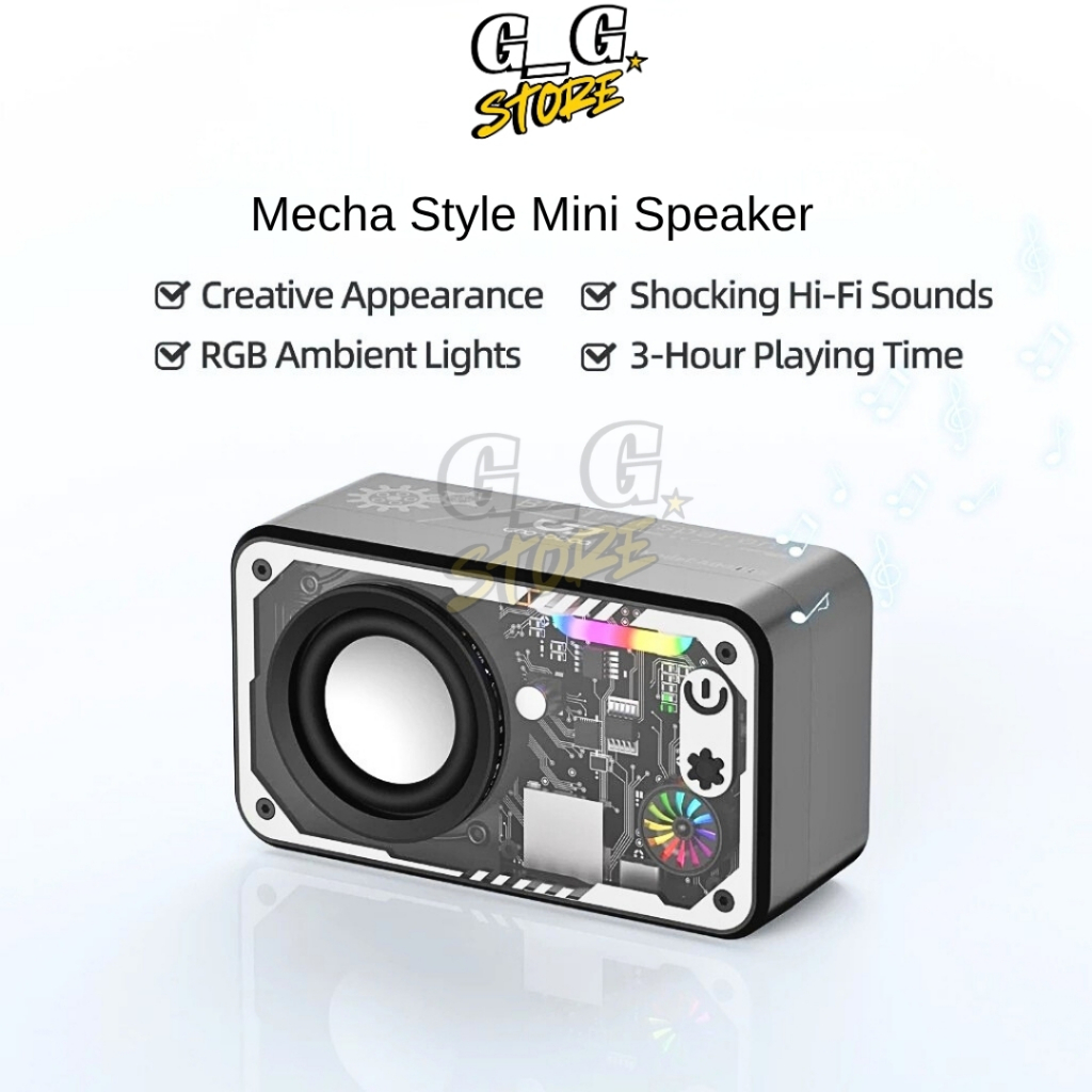 Loa Bluetooth Mini Phong Cách Mecha – Âm Thanh Hi-Fi, Đèn RGB Trang Trí - GGStore