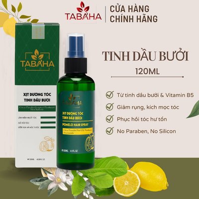 Nước xịt dưỡng tóc tinh dầu vỏ bưởi Tabaha 120ml giảm rụng tóc cho mẹ sau sinh