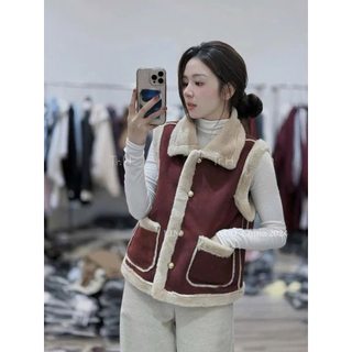 Áo khoác da lộn lót lông mềm dày dặn