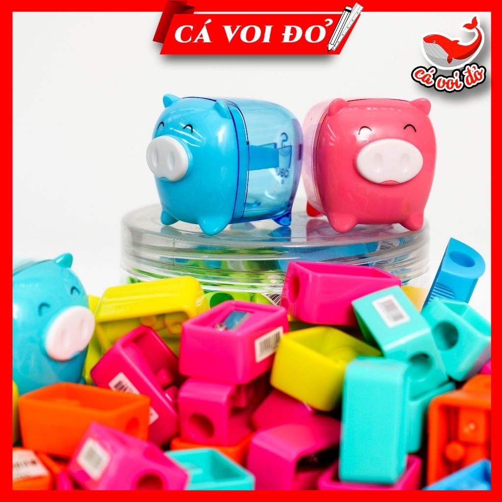 Gọt chì Deli-Thông minh siêu sắc không rơi bụi-3 phân loại -gọt bút chì Deli hình heo-Deli Mini-và D