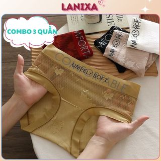 COMBO 3 Quần lót su phối ren sang trọng gợi cảm cạp vừa ôm mông tôn dáng in chữ cá tính LANIXA L1268