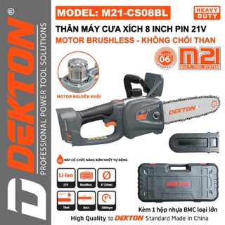  Thân máy cưa xích pin DEKTON M21-CS08BL Không chổi than Đường kính cắt 205mm 