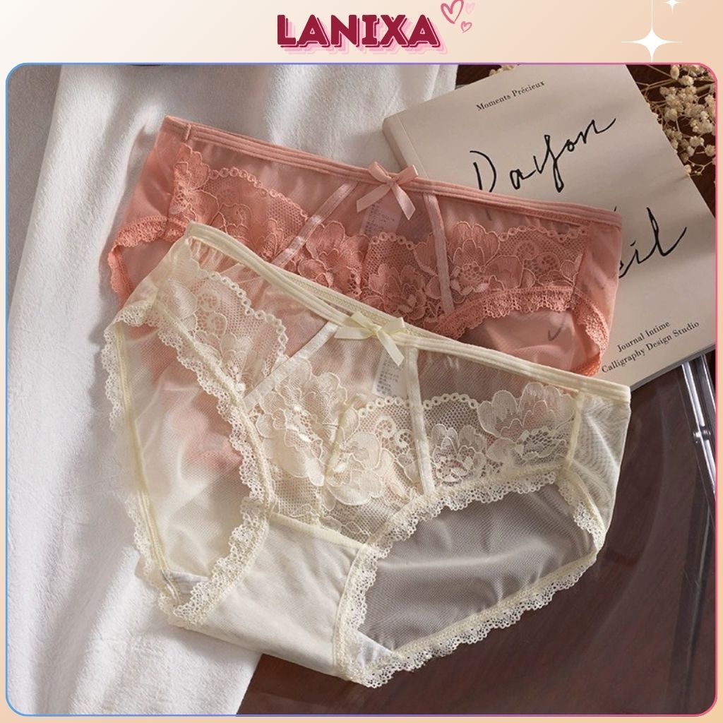 Quần lót nữ ren lưới thoáng mát mêm mại cạp vừa tôn dáng đáy lót cotton 2 lớp chắc chắn LANIXA L8809