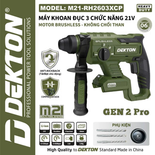  Thân máy khoan đục bê tông pin DEKTON M21-RH2603CP Gen 2 Không chổi than 3 Chức năng Anti kickback 