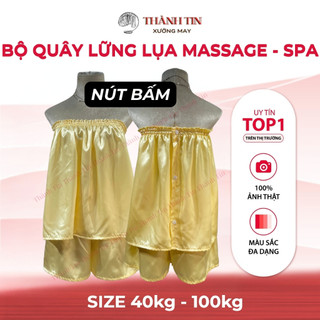 Bộ áo spa quây lửng Thành Tin – Bộ quây massage lụa cao cấp, mềm mịn, có nút tháo rời dễ mặc