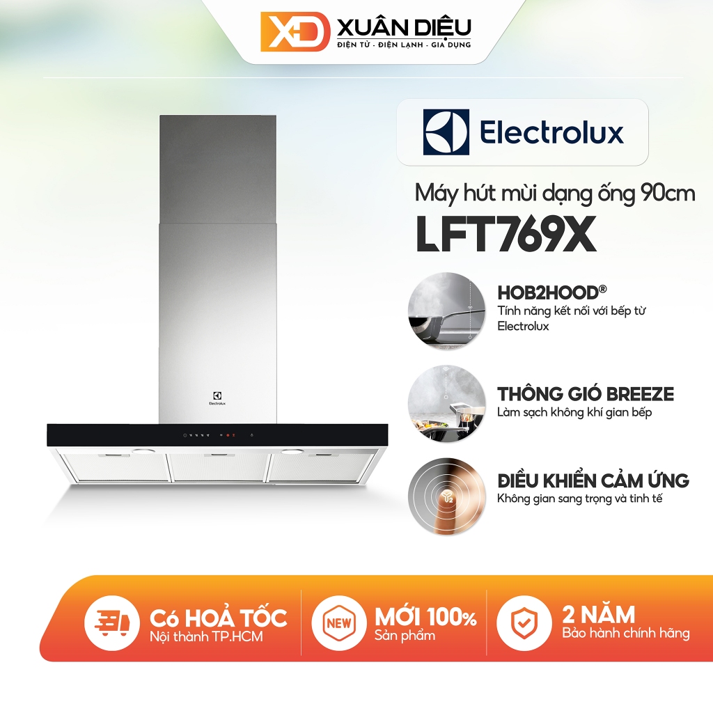 Máy hút mùi áp tường Electrolux LFT769X - Dạng ống 90cm - Bảo hành chính hãng