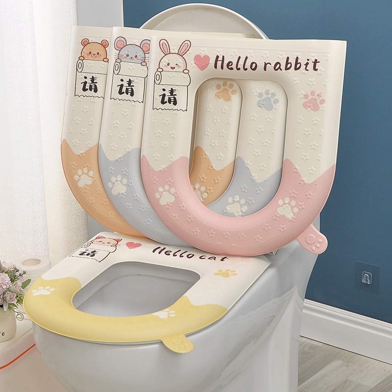  Miếng Lót Bồn Cầu Giữ Ấm Chống Vi Khuẩn Chất Liệu Eva Đệm Lót Xốp Bồn Cầu Chống Thấm Nước Tiện Lợi Cho Mùa Đông 