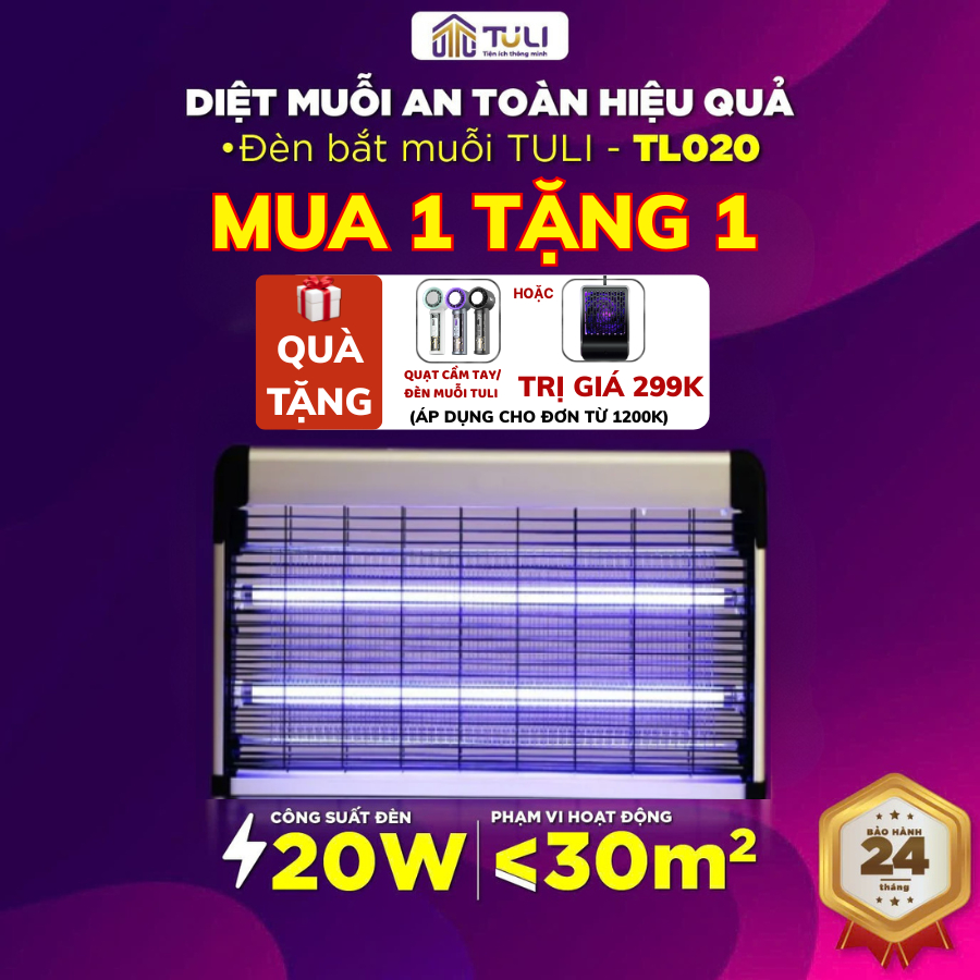 Đèn bắt muỗi TULI TL020 - Thiết bị diệt côn trùng hiệu quả, kích thước 280x230x60mm