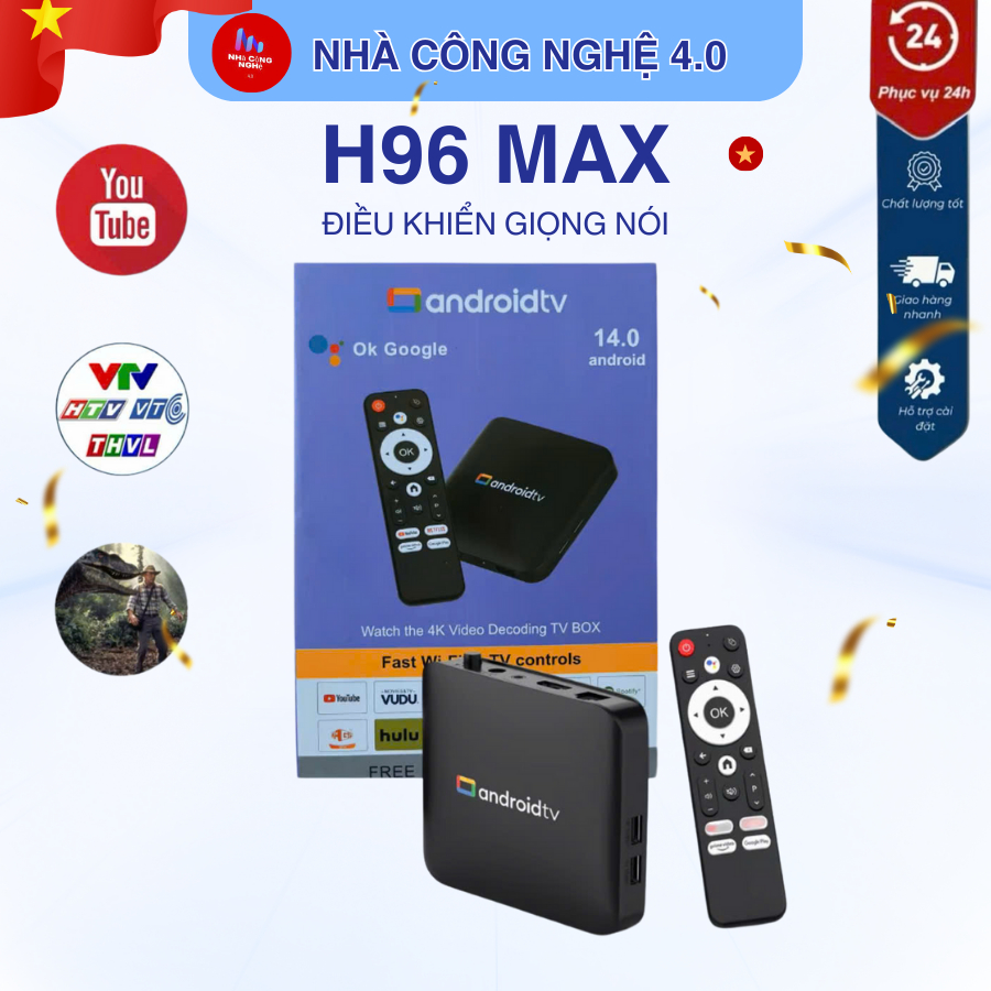 Box TiVi Android H96 Max - Điều Khiển Giọng Nói - Biến Tivi Thường Thành Tivi Thông Minh - Kết Nối W
