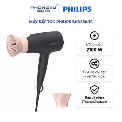 Máy sấy tóc Philips BHD350/10 - 2100W, 6 Chế độ nhiệt/tốc độ, Đầu sấy ThermoProtect - Bảo hành 24T