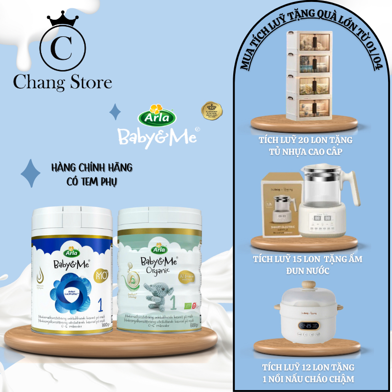 [Voucher extra giảm thêm 10% - TÍCH LUỸ] Sữa Arla Baby&Me HMO / Organic A2 Cao Cấp nhập khẩu từ Đan Mạch sẽ