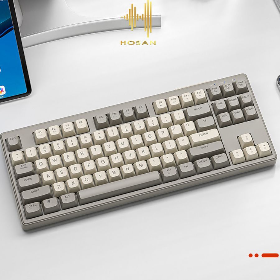 Bàn Phím Không Dây FREEWOLF M87 - Bàn Phím 87 Phím Giả Cơ Kèm Đèn Led 7 Màu Đặc Sắc