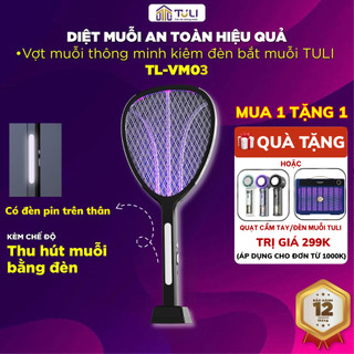  Vợt muỗi kiêm đèn bắt muỗi 2 in 1 thông minh TULI VM03 Sạc pin 2 chế độ Có đế để bàn BH 12 Tháng 