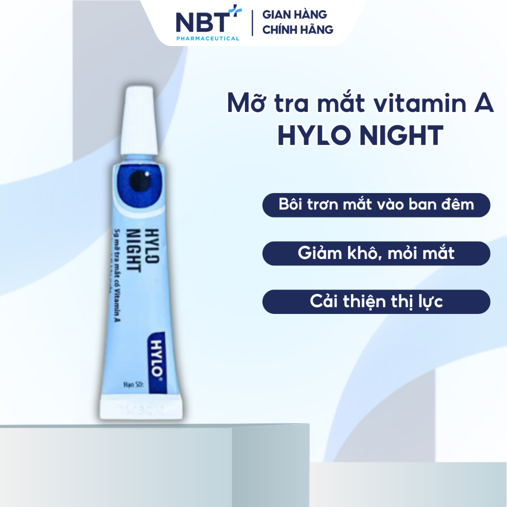 Mỡ tra mắt HYLO NIGHT, Vitamin A 250IU, không chất bảo quản