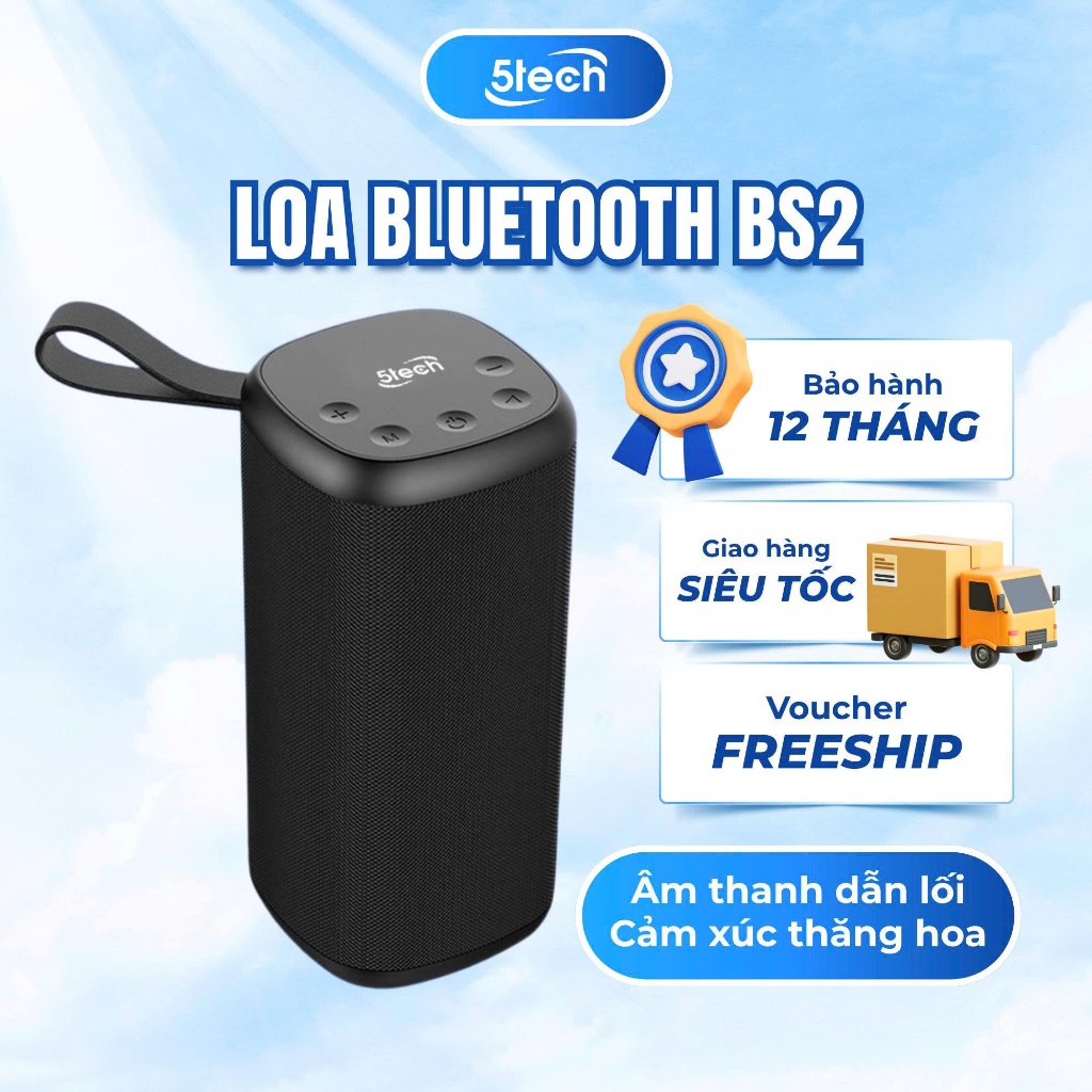 Loa bluetooth 5TECH BS2 chính hãng, loa mini cầm tay di động nghe nhạc cực hay