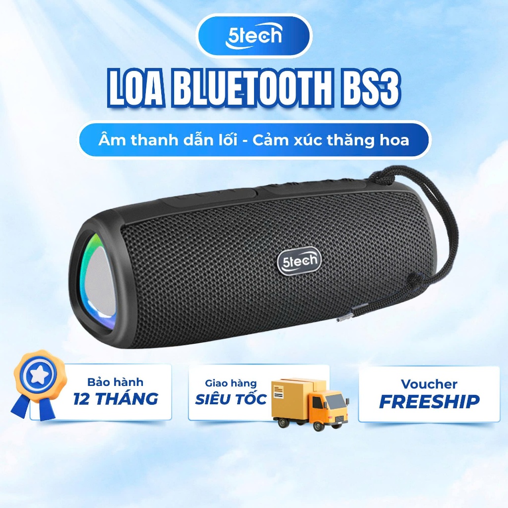 Loa bluetooth 5TECH chính hãng, loa nghe nhạc cầm tay LED RGB âm thanh sống động mạnh mẽ