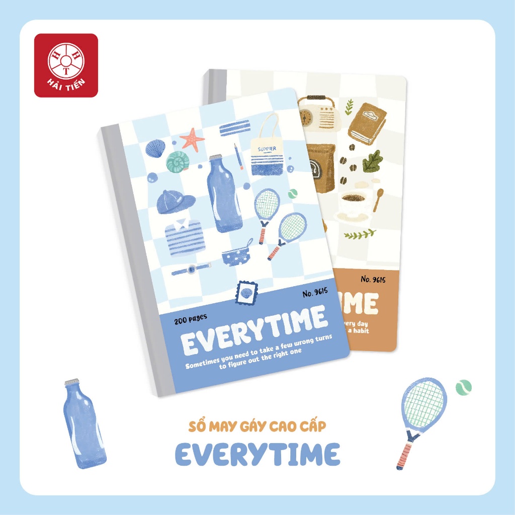 HẢI TIẾN Sổ may gáy bìa bồi cao cấp - Everytime - ĐL 70g/m2 - Kích thước A4,A5,A6 (200,300 trang)