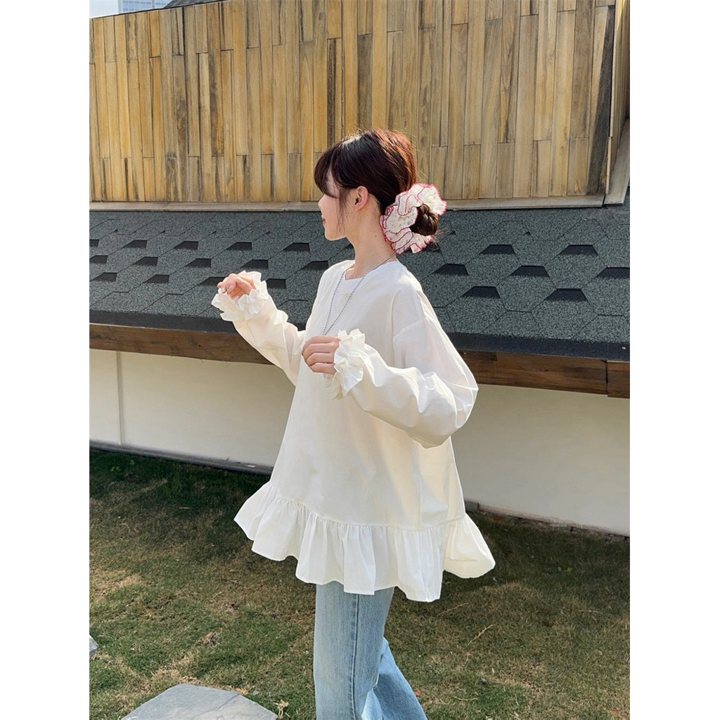 Áo blouse trắng phối bèo, áo kiểu tiểu thư ( AK0983) | BigBuy360 - bigbuy360.vn