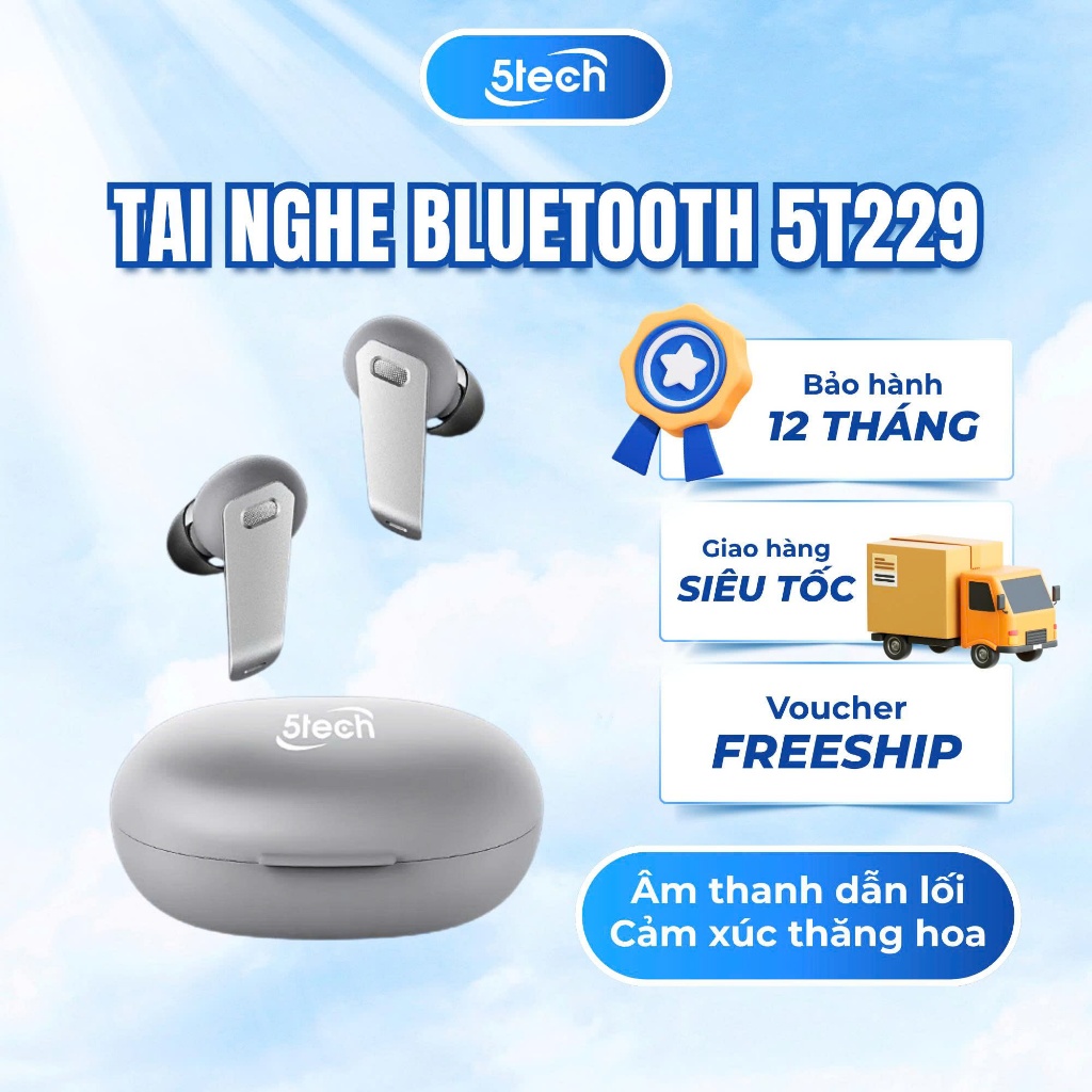Tai nghe bluetooth 5TECH 5T229 tai nghe không dây nhét tai ,hiệu ứng âm thanh HIFI sống động