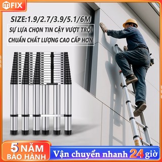  Thang nhôm rút  từ 1.9m - 5.1m đến 6m thang rút đơn phiên bản new 2025 Đức 