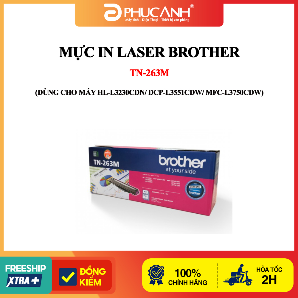 Mực in laser Brother TN-263M (Dùng cho máy HL-L3230CDN/ DCP-L3551CDW/ MFC-L3750CDW)