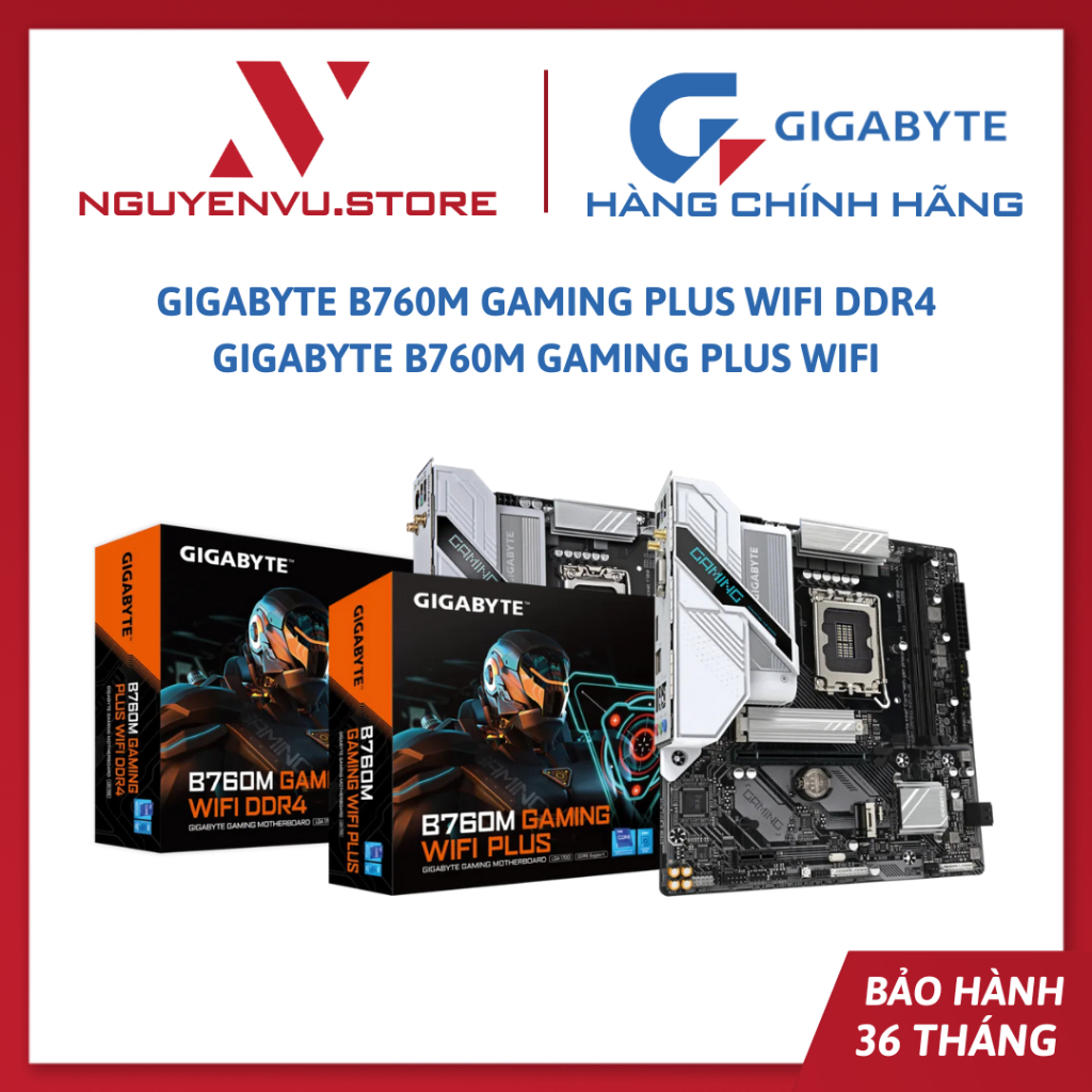 Mainboard Gigabyte B760M GAMING PLUS WIFI DDR4, Gigabyte B760M GAMING PLUS WIFI - Hàng chính hãng