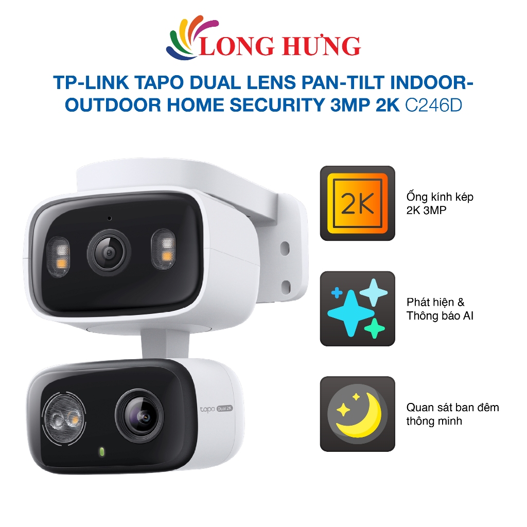 Camera trong nhà/ngoài trời TP-Link Tapo Dual Lens Pan/Tilt Indoor/Outdoor Home Security 3MP 2K C246