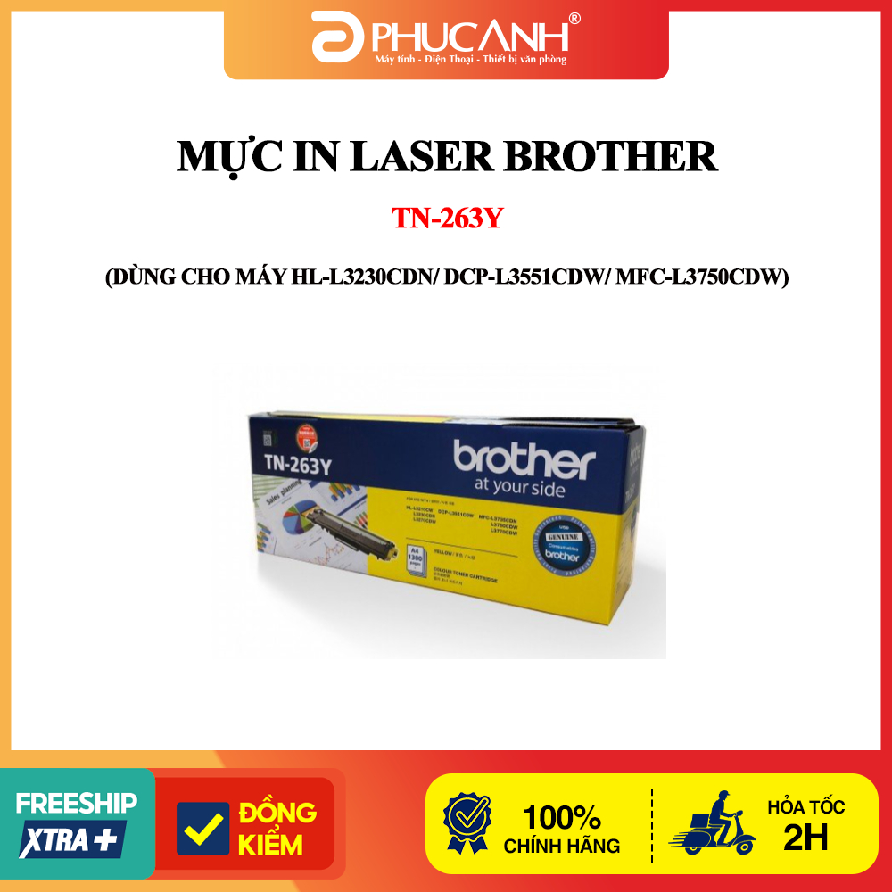 Mực in laser Brother TN-263Y (Dùng cho máy HL-L3230CDN/ DCP-L3551CDW/ MFC-L3750CDW)