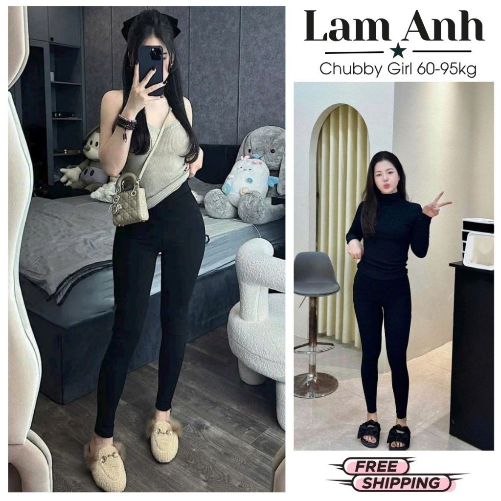 Quần Leging Lót Lông BIGSIZE 55-95kg.chất vải Zip lông, dày dặn mềm mịn, đanh vải không bai xù | Lam