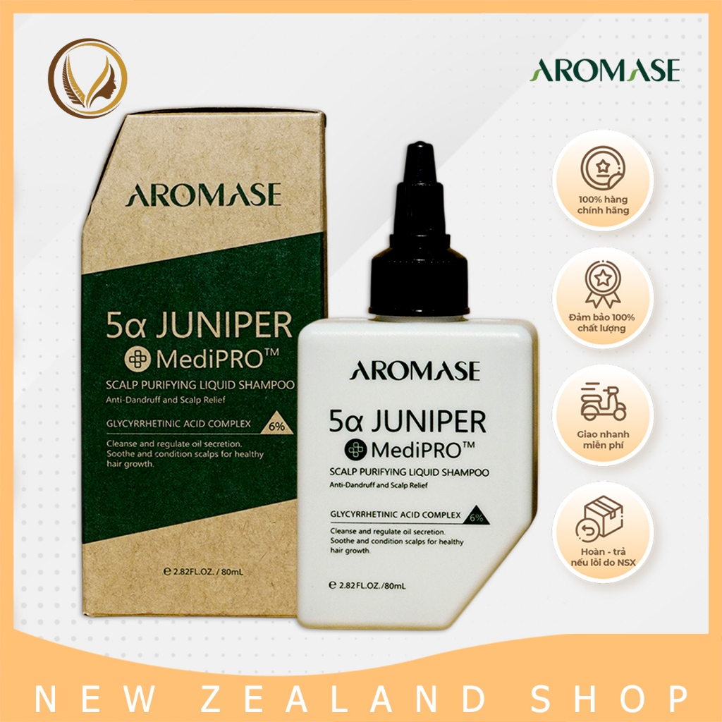 Dầu gội dạng lỏng làm sạch da đầu AROMASE 5α Juniper MediPRO Scalp Purifying Liquid Shampoo 80ml