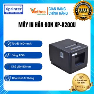  Máy in hoá đơn K80 Xprinter XP-K200U khổ giấy K80 Cổng USB in trên máy tính 