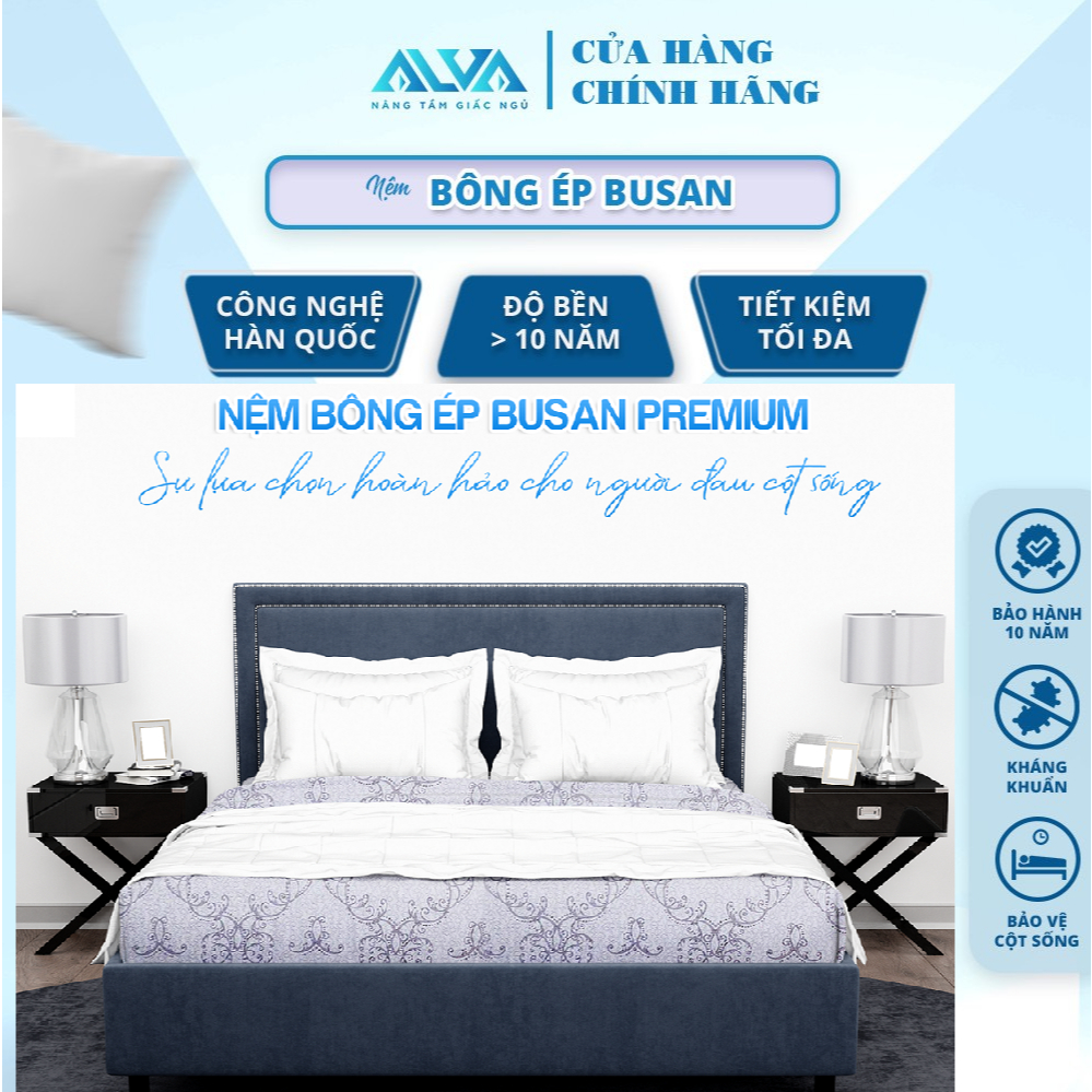 [ Freeship] NỆM BÔNG ÉP HÀN QUỐC gấp 3 CAO CẤP ALVA BUSAN HỖ TRỢ CHỐNG ĐAU LƯNG, TỐT CHO HỆ XƯƠNG, S