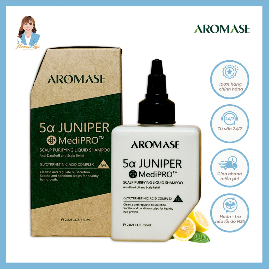 Dầu gội dạng lỏng sạch da đầu Đài Loan AROMASE Juniper MediPRO Scalp Purifying Liquid Shampoo 80ml