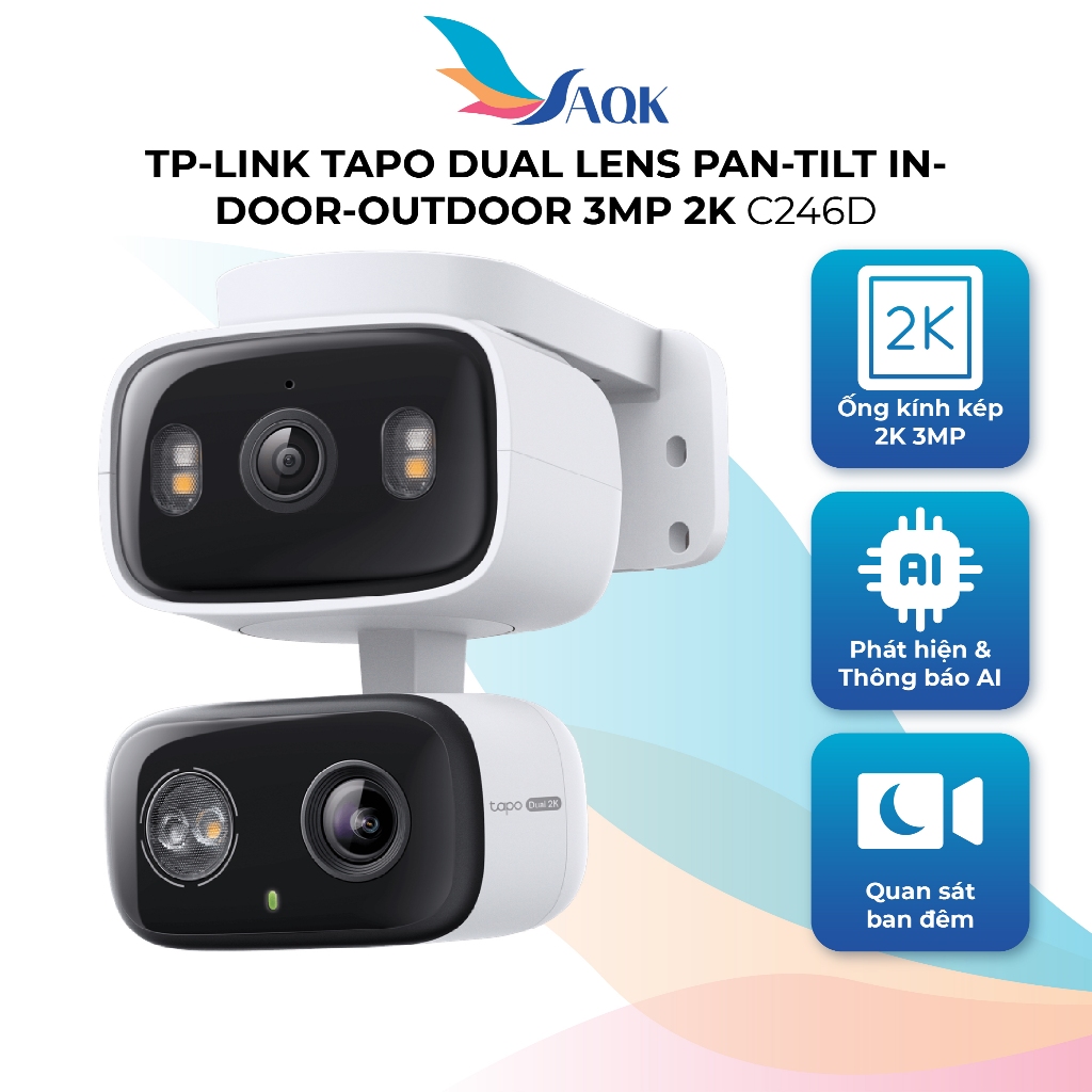 Camera trong nhà/ngoài trời TP-Link Tapo Dual Lens Pan/Tilt Indoor/Outdoor Home Security 3MP 2K C246