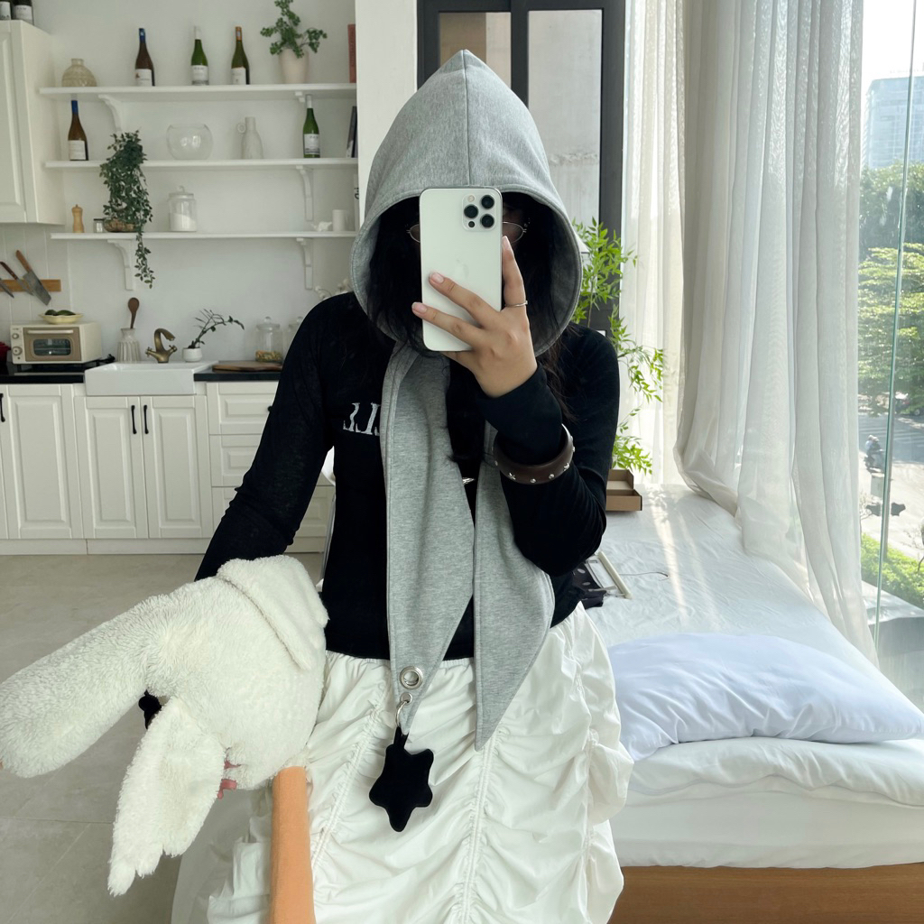 hooded scarf - khăn mũ nỉ charm ngôi sao OURSWA